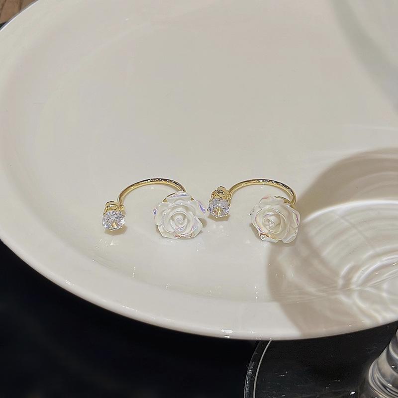 Cercei Floare Camelie Zircon Argint 925: La modă, Luxos, Versatil, Purtare în două moduri pentru femei