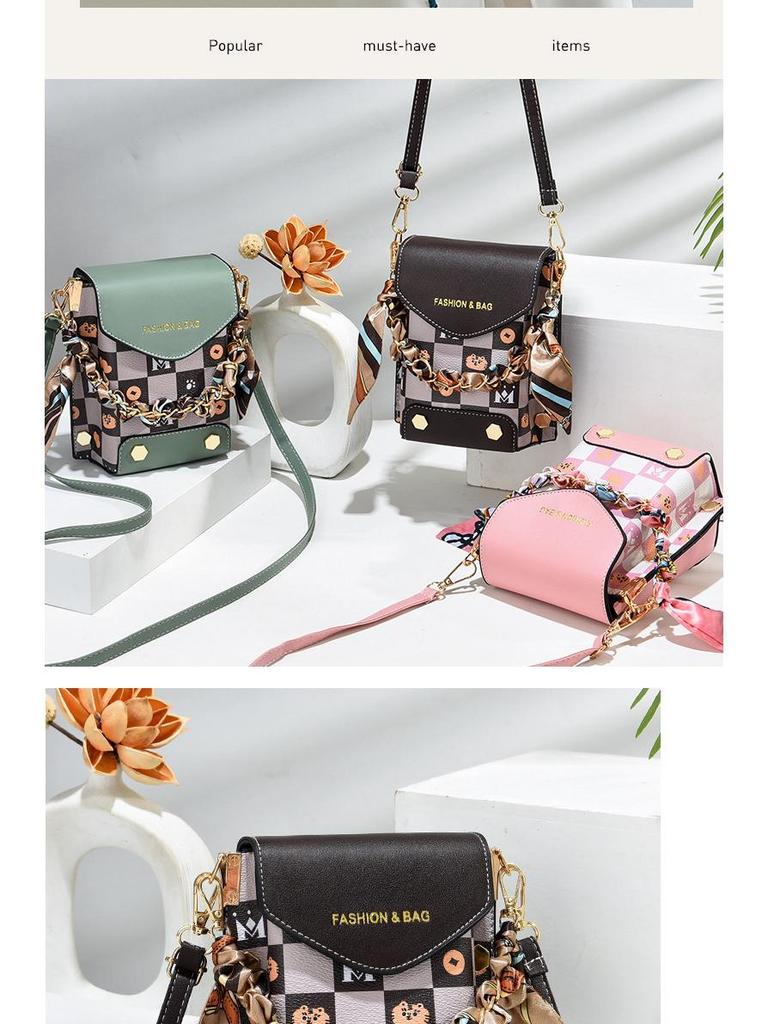 2024 Damska Transgraniczna Torba na Telefon Komórkowy o Dużej Pojemności: Torba listonoszka z podwójną komorą, wysokiej klasy, pionowa, prosta.