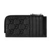 Gucci GG Emblem embossed distressed GG pattern zipper closure smooth leather card holder men's black