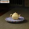 HOYIHM 111ml Vintage Yixing Purple Clay Teapots Handmade Square Lotus Pot Raw Ore Section Mud Kettle Zisha Tea Set Tableware