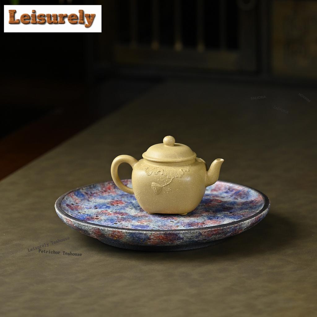 HOYIHM 111ml Vintage Yixing Purple Clay Teapots Handmade Square Lotus Pot Raw Ore Section Mud Kettle Zisha Tea Set Tableware