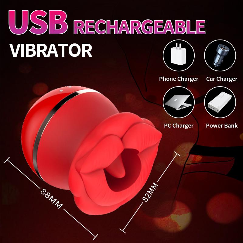 Rose Sensual Mouth Tongue Licking Suction Vibrator Adult Sex Toy Nipple Anal Oral Clitoris Stimulator Masturbation Sex Toys Adult Couples