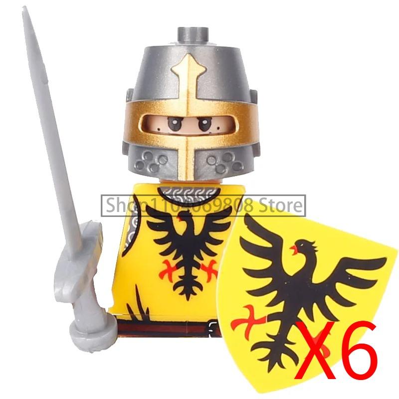 MOC Medieval Military Figures Building Blocks Castle Militia Soldier Dragon Gothic Knight Helmets Swords Shield Bricks Toys N06