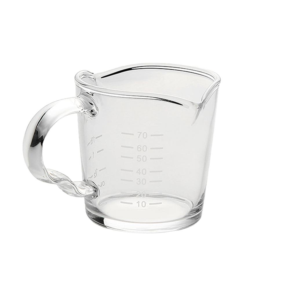 60/75ml Espresso Shot Glas Doppel Ausgießer Glas Messbecher Hitzebeständiger Griff Klare Skala Wein Milch Kaffee Messkrug