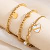 Women's Titanium Steel Heart Chain Bracelet with Beads - Luxurious Light Pull-Out Design