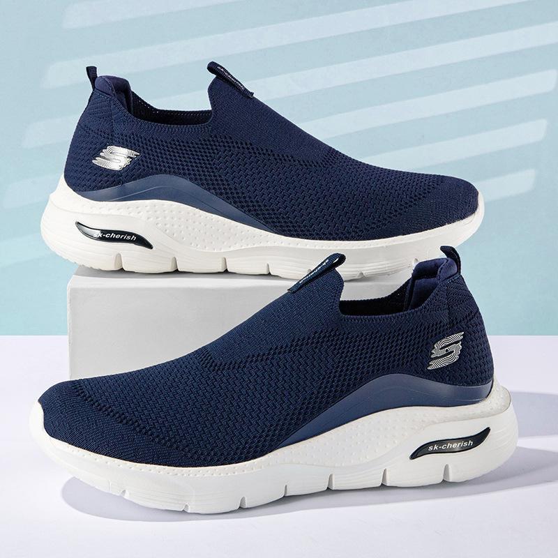 Big-name sports shoes middle-aged and elderly comfortable soft-soled walking shoes fly-woven breathable men's shoes one-pedal cover lazy shoes