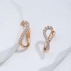 1 Pair Trendy Geometric Line Earrings for Women Golden Color with White Zircon Earring Fine Jewelry