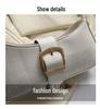2023 Trendy White French Texture Underarm Handbag for Women - Solid Color Baguette Style