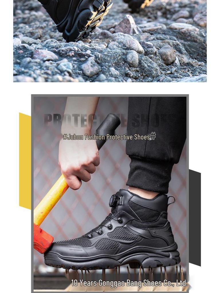 Expert Choice Lace-Free High-Top Safety Boots: Anti-Smash, Anti-Puncture, Non-Slip, Breathable.