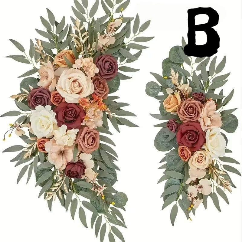Fake Flower Wedding Arch Flower Set (2-piece Set), Used for Wedding Decoration, Ceremony, Reception, Background Music, Thanksgiving