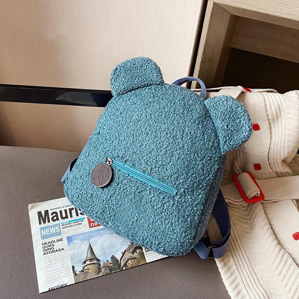 Lovely Plush Backpack Fleece Sherpa Bag Portable Children Travel Shopping Rucksack Cute Schoolbag Kids Bookbag for Women