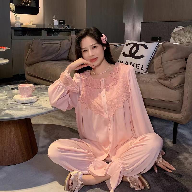Pajamas Women's Spring Summer  Princess Style Long Sleeve Home Clothes Thin Suit Outer Wearing Spring and Autumn Wear