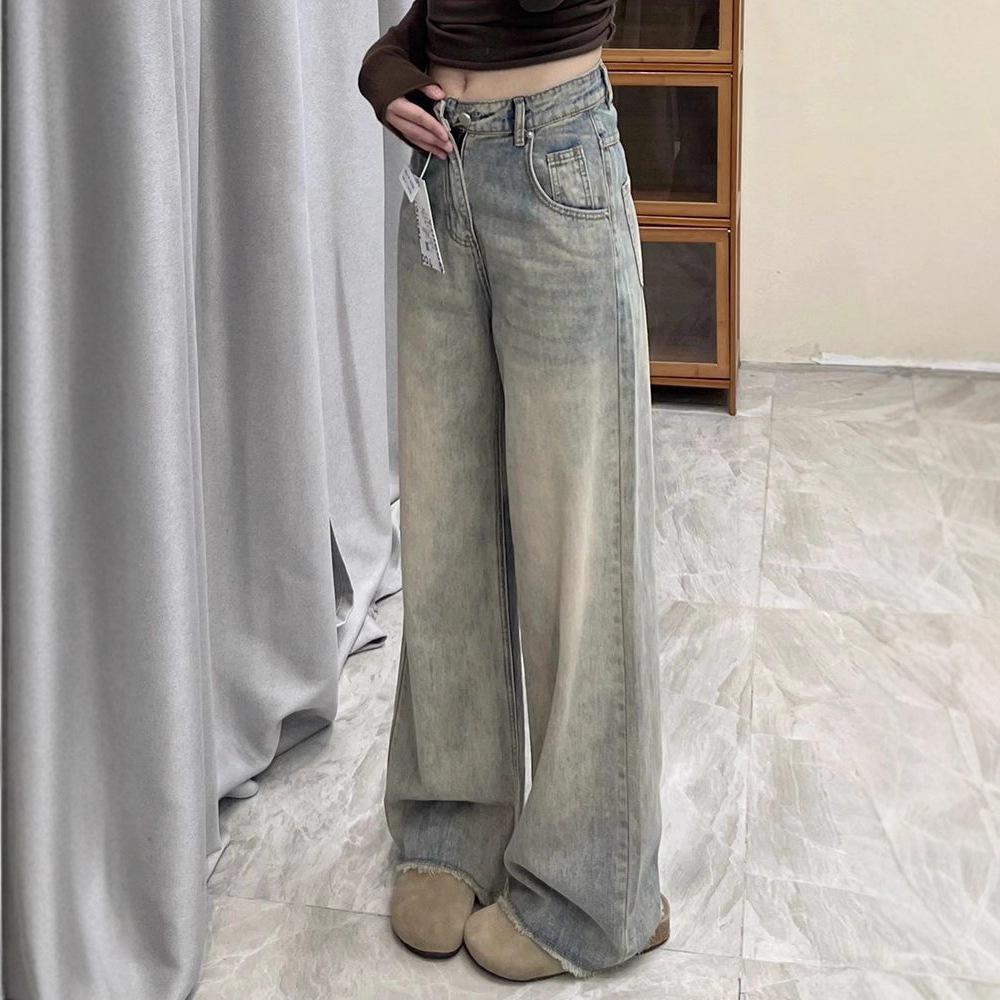 Women's High Waist Wide Leg Jeans Casual Light Blue Denim Pants Loose Trousers