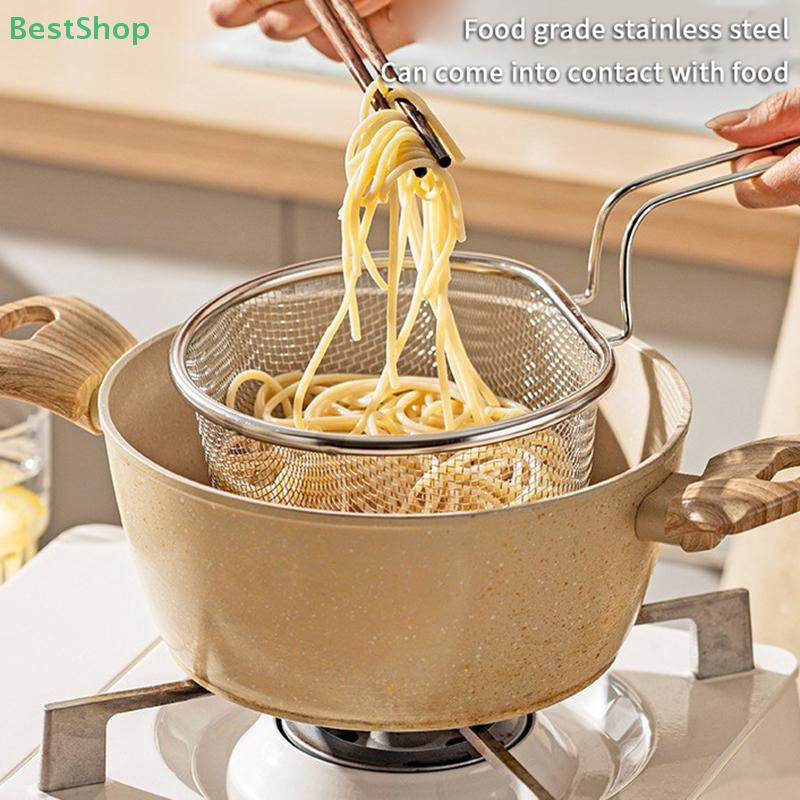316 Stainless Steel Skimmer Draining Basket,Home Kitchen Noodle Strainer, Fine Mesh Boiling Noodles And Deep-Frying Filter Net