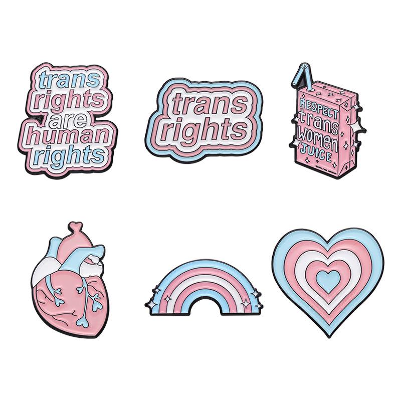 European & American Creative Cartoon Rainbow Heart Juice Box Metal Badge