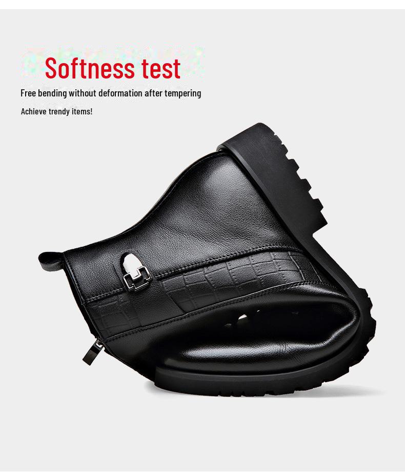 Pánské vysoké kožené martensky: Měkké, Pohodlné, Módní, Se zipem na boku, Nazouvací Neformální Kožené Boty