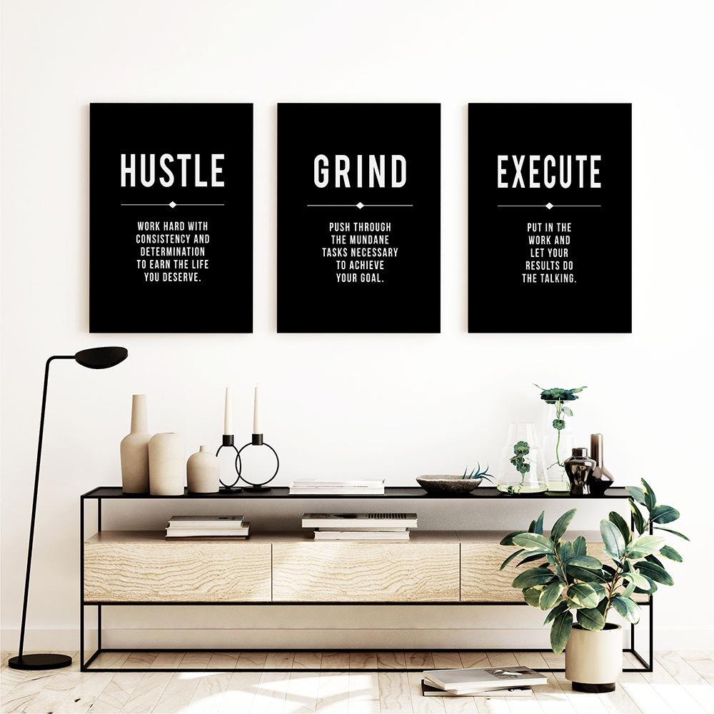 Nordic English Inspiring Quote Wall Art - Micro-spray Print for Office Decor