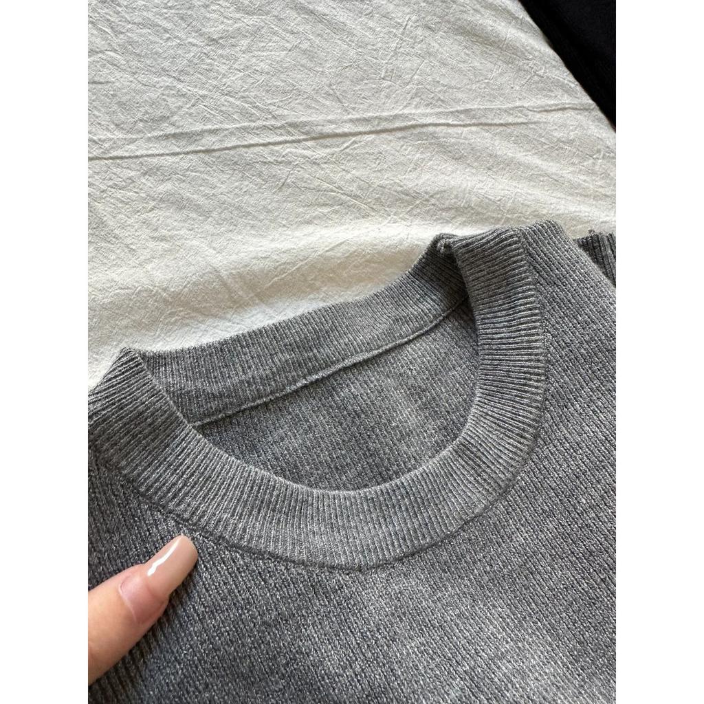 High-end front shoulder knitted sweater women's spring and autumn slim-fitting and thin long-sleeved bottoming top temperament soft waxy sweater