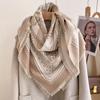 Polka Dot Cashew Scarf Geometric Line Splicing Shawl Women'S Imitation Cashmere Warm Square Scarf