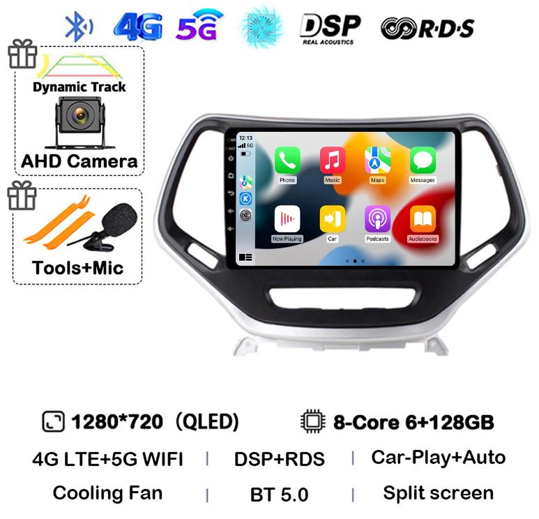 Android 14 Carplay Auto WIFI+4G Pentru Jeep Cherokee 5 KL 2014 2015 2016 2017 2018 GPS Radio Auto Multimedia Player Video Stereo
