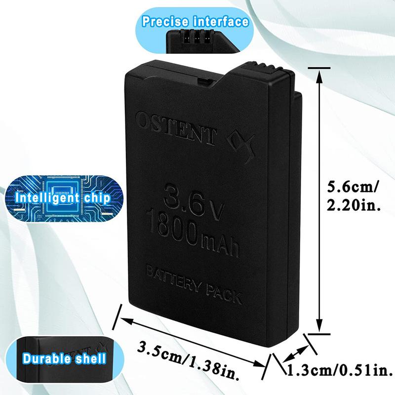 OSTENT Paquete de Batería Recargable de Capacidad Real 1800mAh para Consola de Juegos Sony PSP 1000 1001 1002 1003 1004 Reemplazo de Batería
