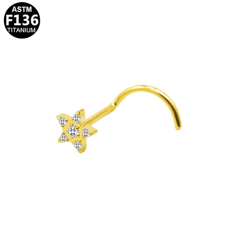 G23 Titanium Alloy S-shaped Star Nose Stud - Stylish & Trendy Piercing Jewelry