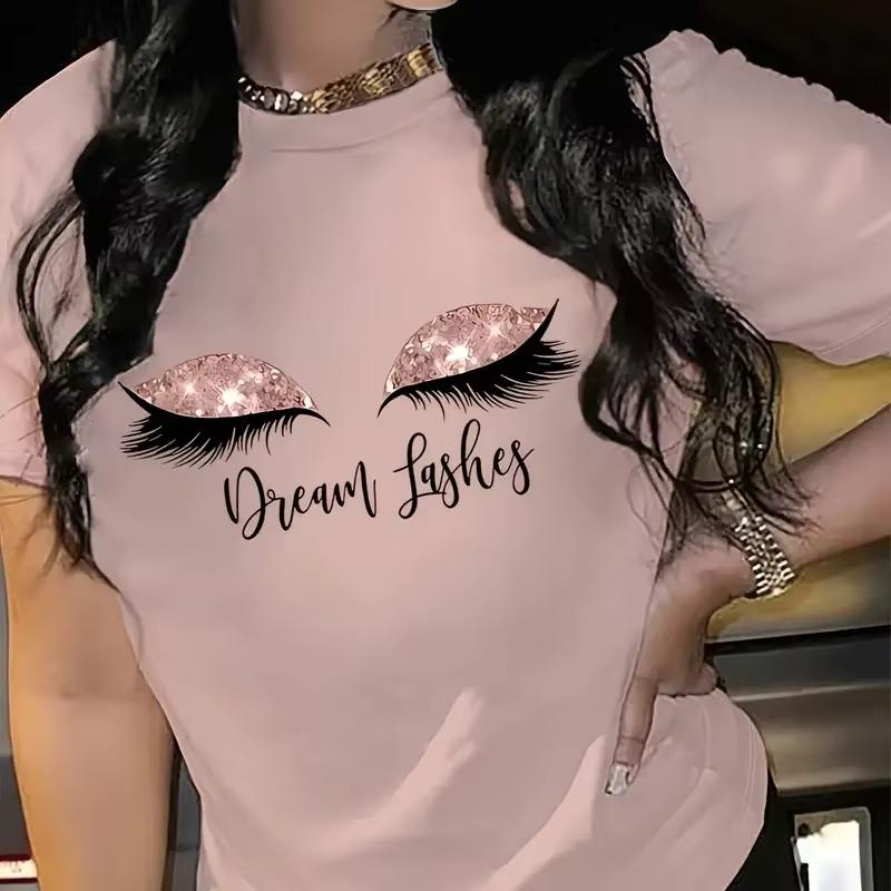 Dívčí potisk Tričko s kulatým výstřihem Krátký rukáv Ležérní top Letní tričko Trend Dámská trička Topy Oversized Venkovní svetr