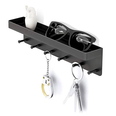 Witte Sleutelhouder voor Wanddecoratie Postvak Sorteerbak Organizer Sleutelhanger Wandmontage met 6 Haken Opbergrek voor Keuken Badkamer