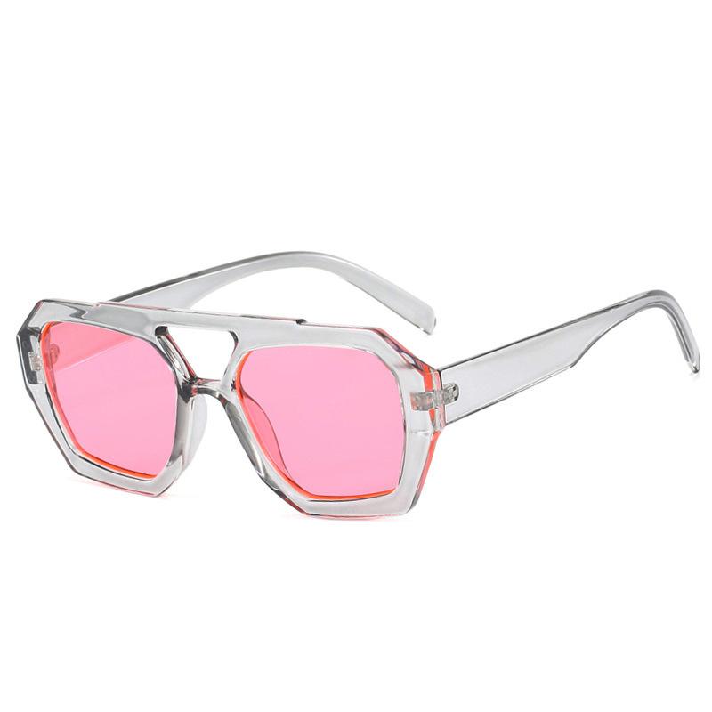 Vintage Square Sunglasses for Women Men Thick Frame Double Bridges Eyewear Female Fashion Polygon Sun Glasses