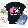 Just A Girl Who Loves Raccoons T Shirt Cute Pink Raccoon for Lovers Wildlife Animal Casual Vintage Washed Soft Designer Clothes