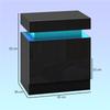 Black Bedside Table with LED Light, High Gloss Front Nightstand with 2 Drawers, for Living Room, Bedroom, Set of 2