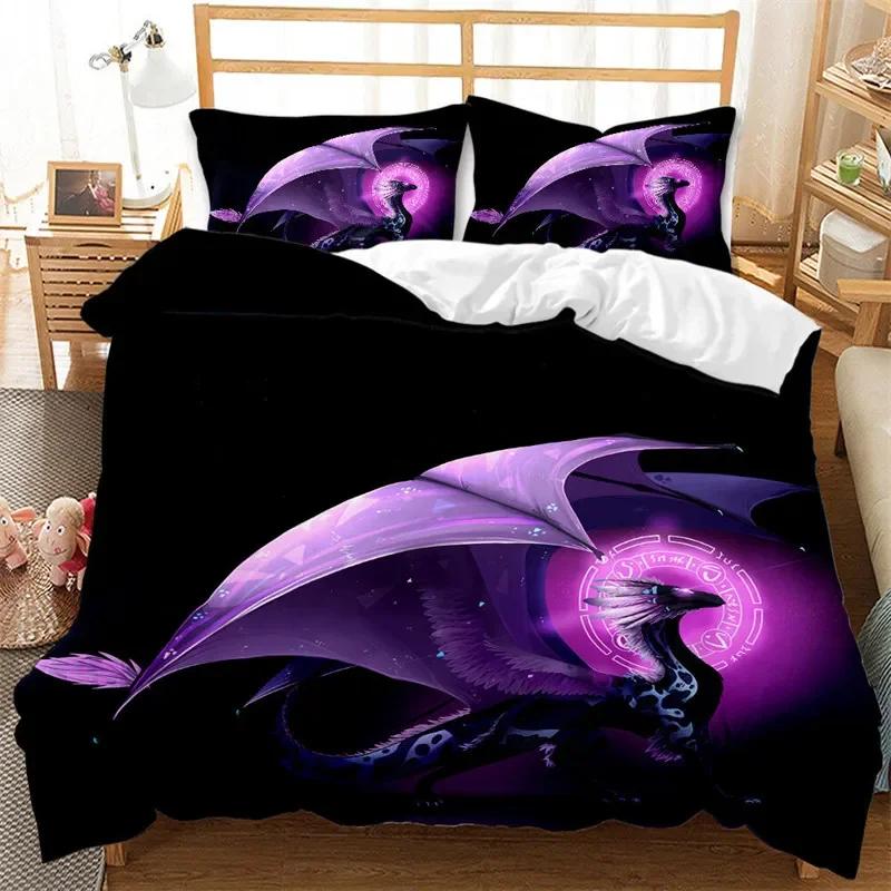 Ancient Wild Animal Bedding Set Flying Dragon Duvet Cover Microfiber Gothic Theme Monster Comforter Cover For Children Boys Teen