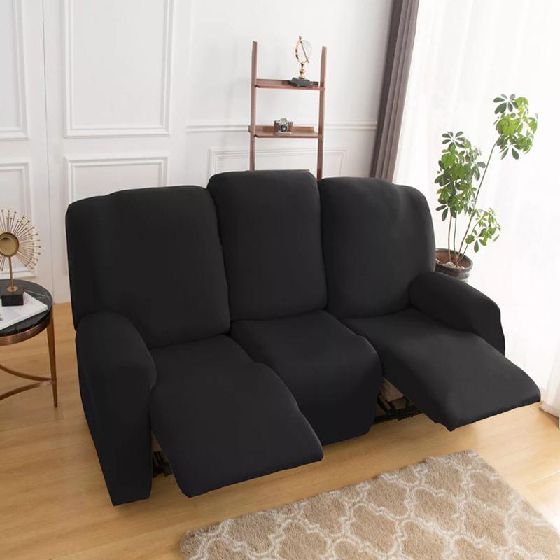 

Чехлы для кресел-реклайнеров из спандекса на 1/2/3 места для гостиной, дома, отеля, эластичные чехлы для диванов, чехлы для ленивых кресел 3 Seat чёрный