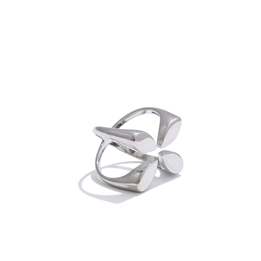 

Yhpup Stylish Unique Design Stainless Steel Wide Open Ring Water Resistant Metal Distinctive Finger Jewelry Accessories resizable