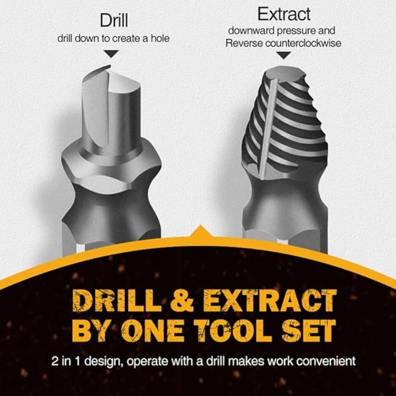 13 Pcs Damaged Screw Extractor Set Easy Out Screw Extractor, Stripped Screw Extractor Set of Rusty Broken Screws & Bolts