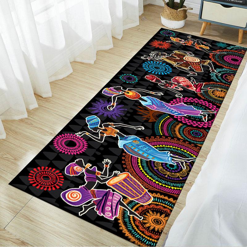 Ethnic Style Carpets for Living Room Bedroom Traditional African Woman Pattern Area Rugs Polyester Home Decoration Kitchen Mat