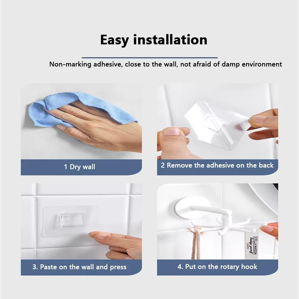Multifunctional Rotatable 7Hooks Kitchen Storage Hanger No Drill Adhesive Hook Space Saving Home Organizer Tool Kitchen Bathroom
