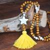 Bohemian Accessories Tassel Sweater Chain Necklace Women's String Wood Bead Long Necklace Jewelry