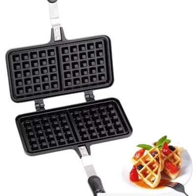Waffelbackform mit langem Griff Gusseisen Waffelmaker Maschine Leicht zu reinigen Sandwichmaker Backen