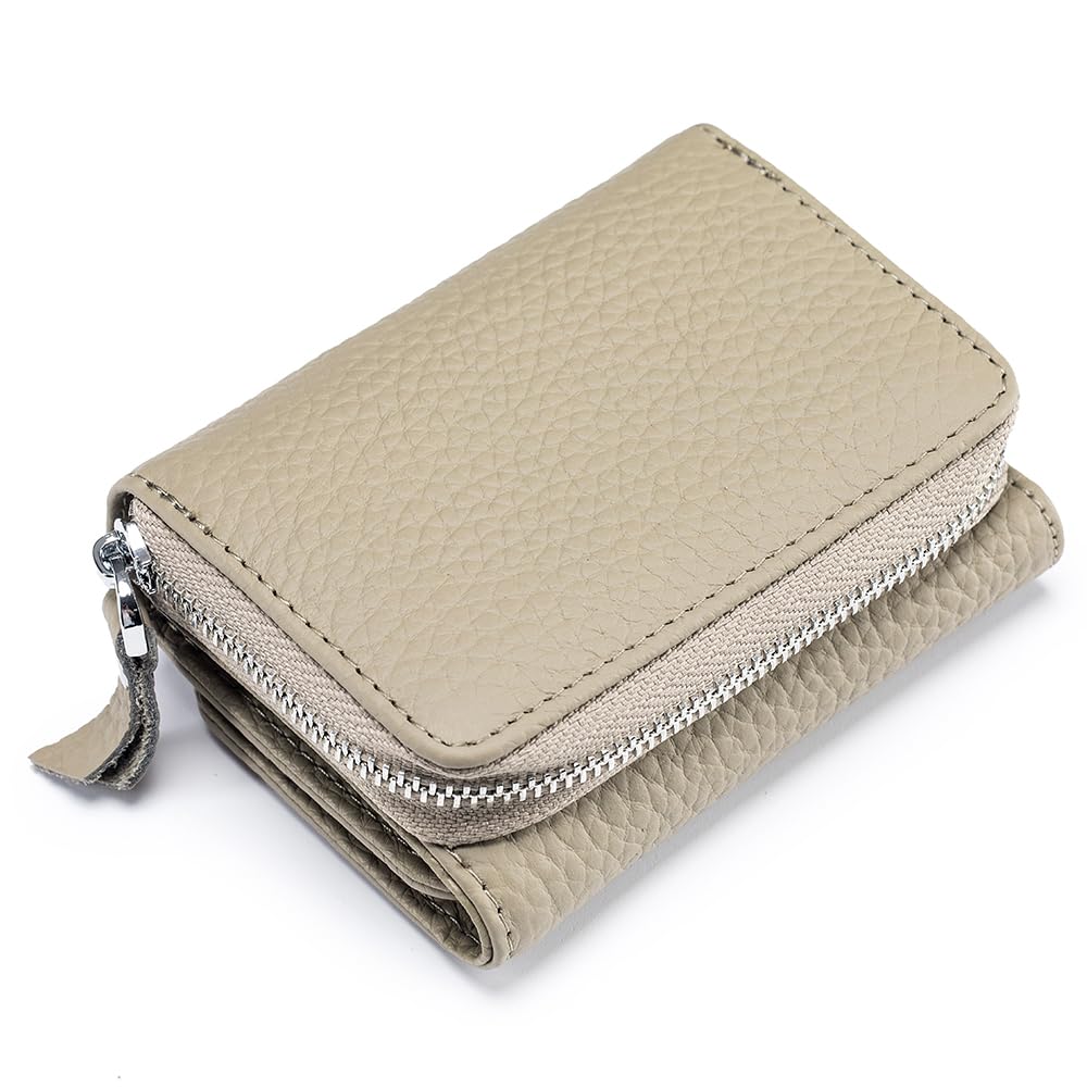 Yocipa Genuine Leather Compact Multi-functional Wallet for Women, Tri-Fold Mini Wallet with Skimming Prevention, Coin Purse, Card Holder, and Coin