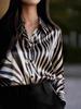 2026 Spring/Autumn Casual Loose Zebra Print Button-Up Shirt for Women