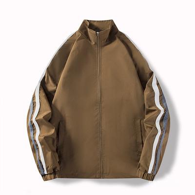 Giacca Oversize Sportiva Retro da Uomo con Collo Alto a Righe Capospalla Casual Invernale