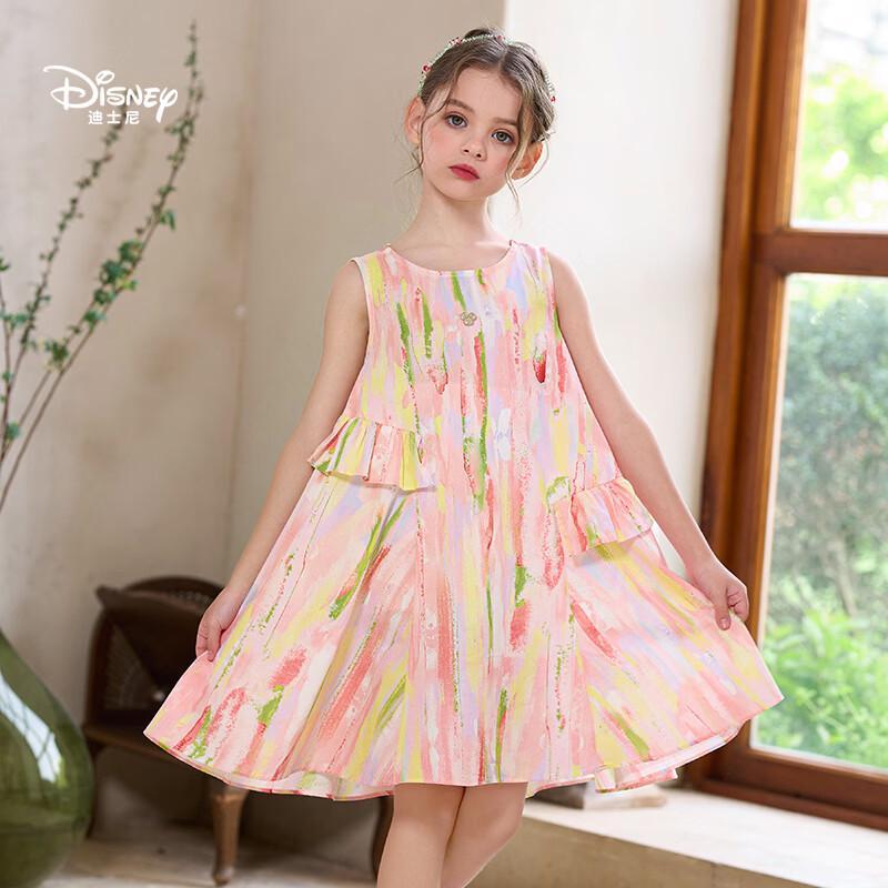 Disney Girls' Summer Cartoon Ruffle Sleeveless Princess Dress