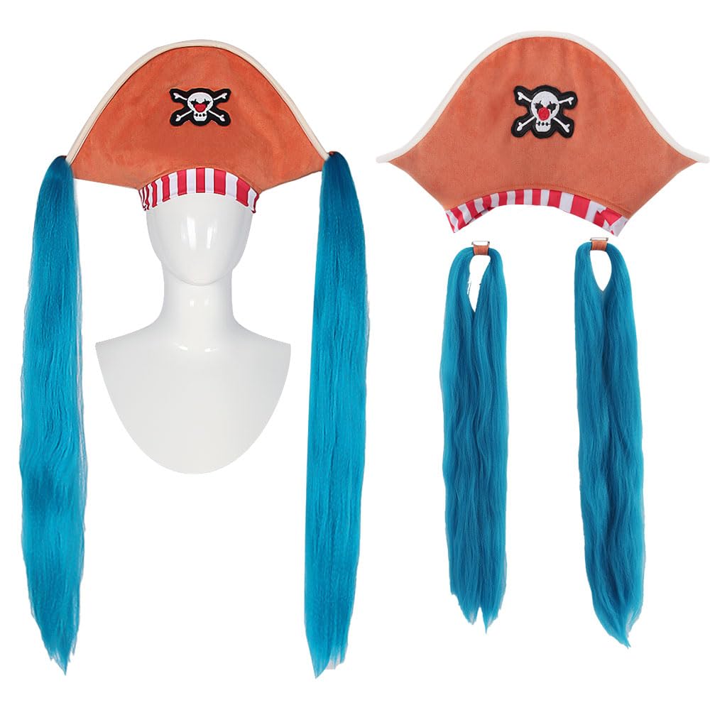 Buggy the Clown Cosplay Set with Hat and Stage Outfit for School and Cultural Festivals Costume, One-Piece Wig, Christmas, Halloween, Events, Year-End