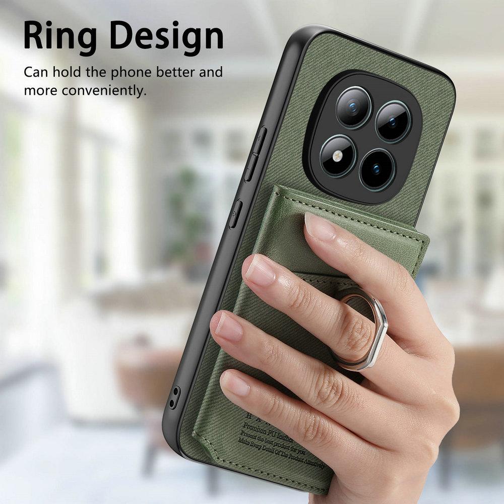 Custodia Anello in Pelle con Carta RFID per Xiaomi Redmi Note 15 Pro Plus 5G 4G 2026 Custodia Lusso Mi Phone Note 14 15 Pro+ Copertura Posteriore Portafoglio