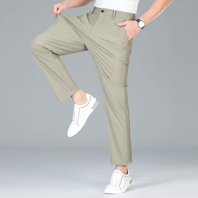 FXFS2055 Men's Wrinkle-Resistant Ice Silk Straight-Leg Casual Pants