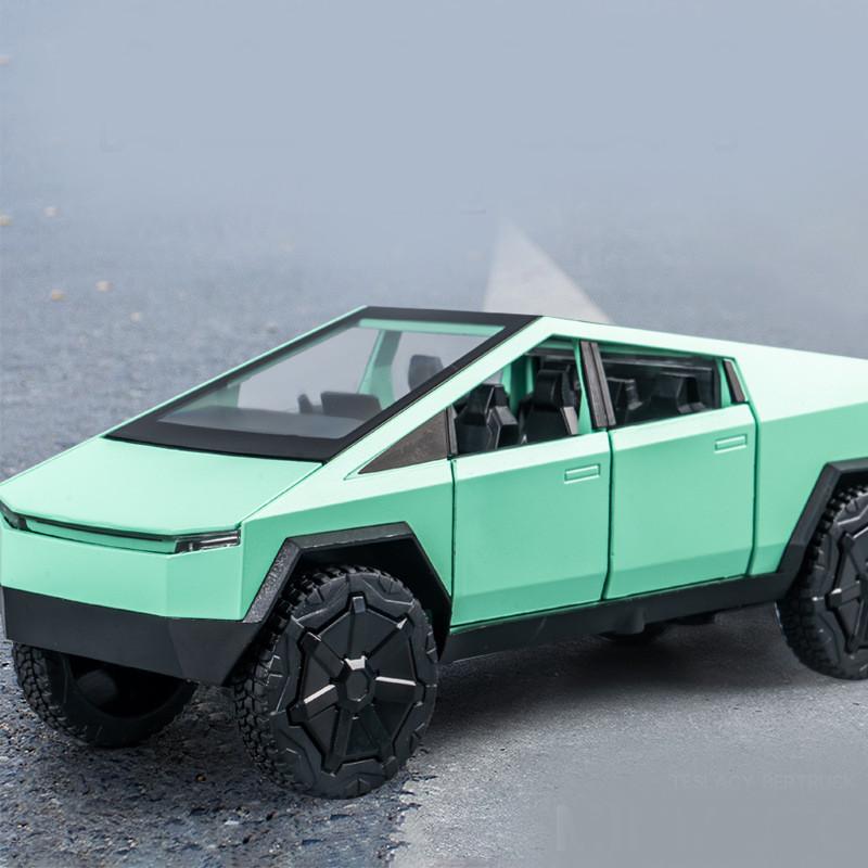 

132 Scale Tesla Simulation Alloy Pickup Truck Toy With Realistic Sound And Light Features зелёный