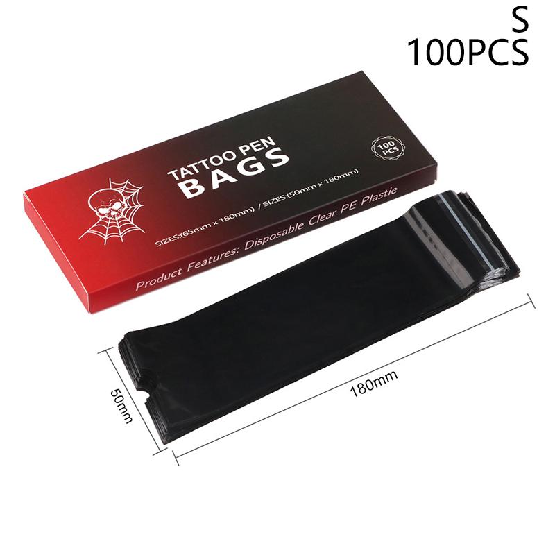 

100 шт. больших размеров сумки для тату-ручек чехлы для машинок для татуировок черные синие самоклеящиеся чехлы аксессуары для татуировок L розовый