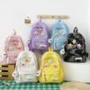 Autumn New Simple Lightweight Student Backpack Junior/high School Girl Schoolbag Cute Sweet Embroidery Striped Travel Book Bags with Cartoon Pendant