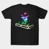 Herren Schwarzes T-Shirt mit Aufdruck Hauskatze (Regenbogen DJ Kitty) Baumwoll-T-Shirt mit No-Cut-Transferpapier-Druck